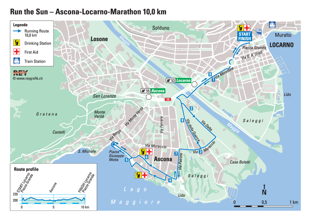 Percorso Ascona-Locarno 10 km Percorso da 10 km